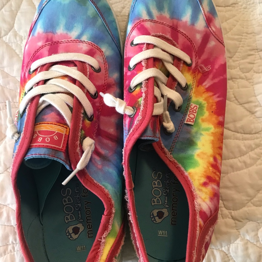 BOBS from Skechers Tie-Dye Pink Blue Yellow Green Sneakers